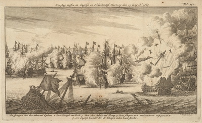 Battle of Lowestoft, 13 June 1665. Sea fight between the English and Dutch